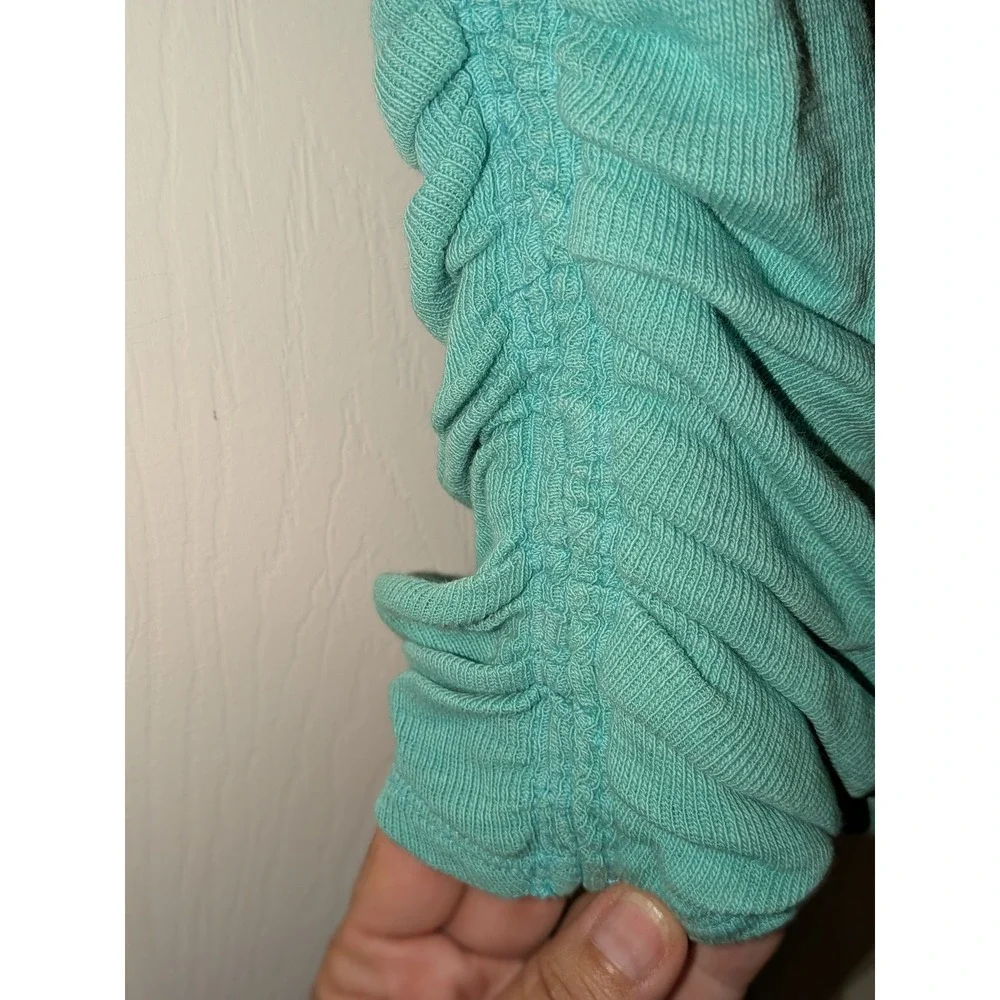 Free People Tie Strap Tank Top Ruched Sleeveless Turquoise‎ Blue XS